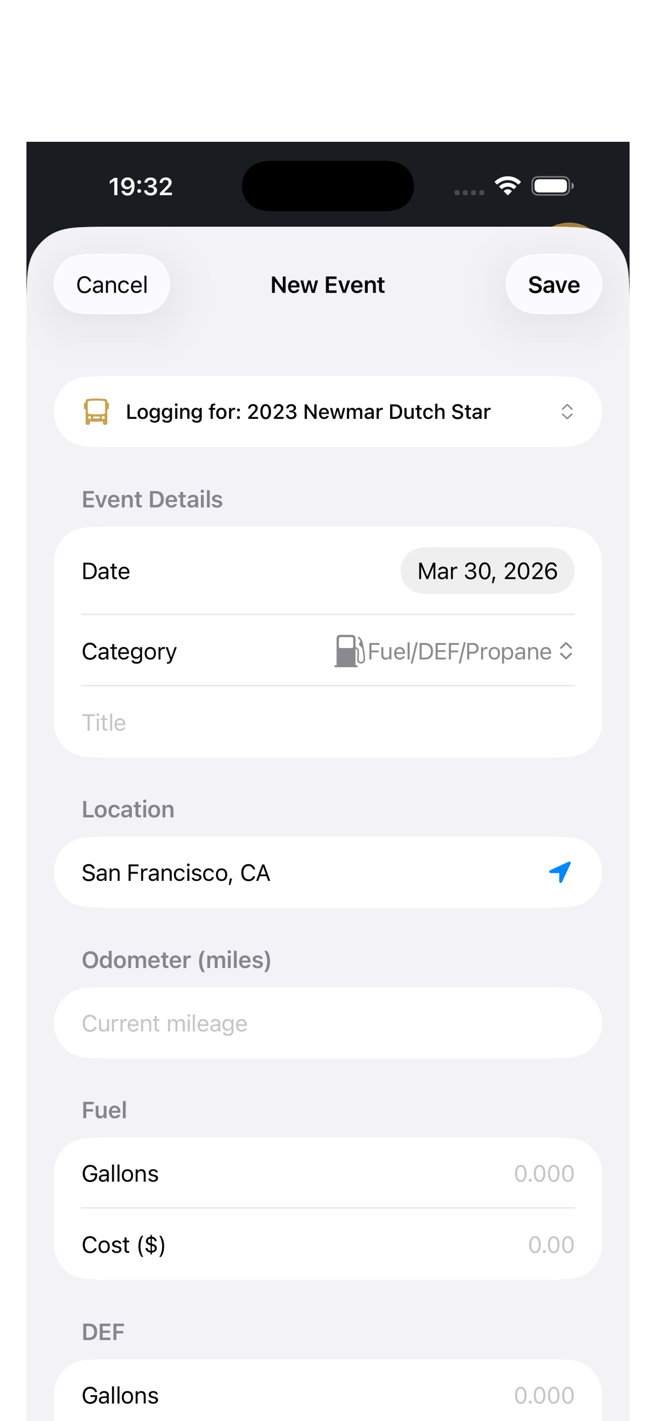 Service reminders with overdue and due-soon status