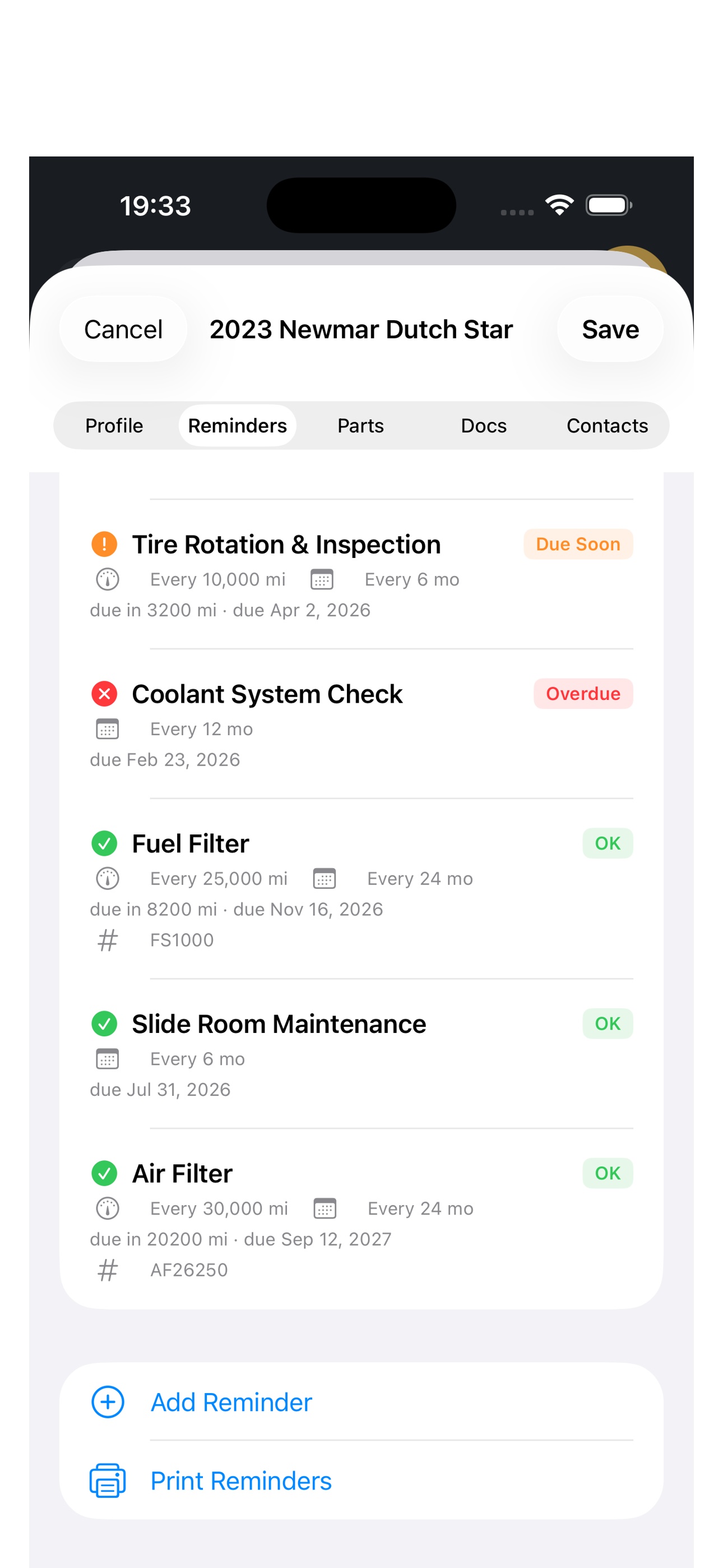 Fuel and DEF entry form